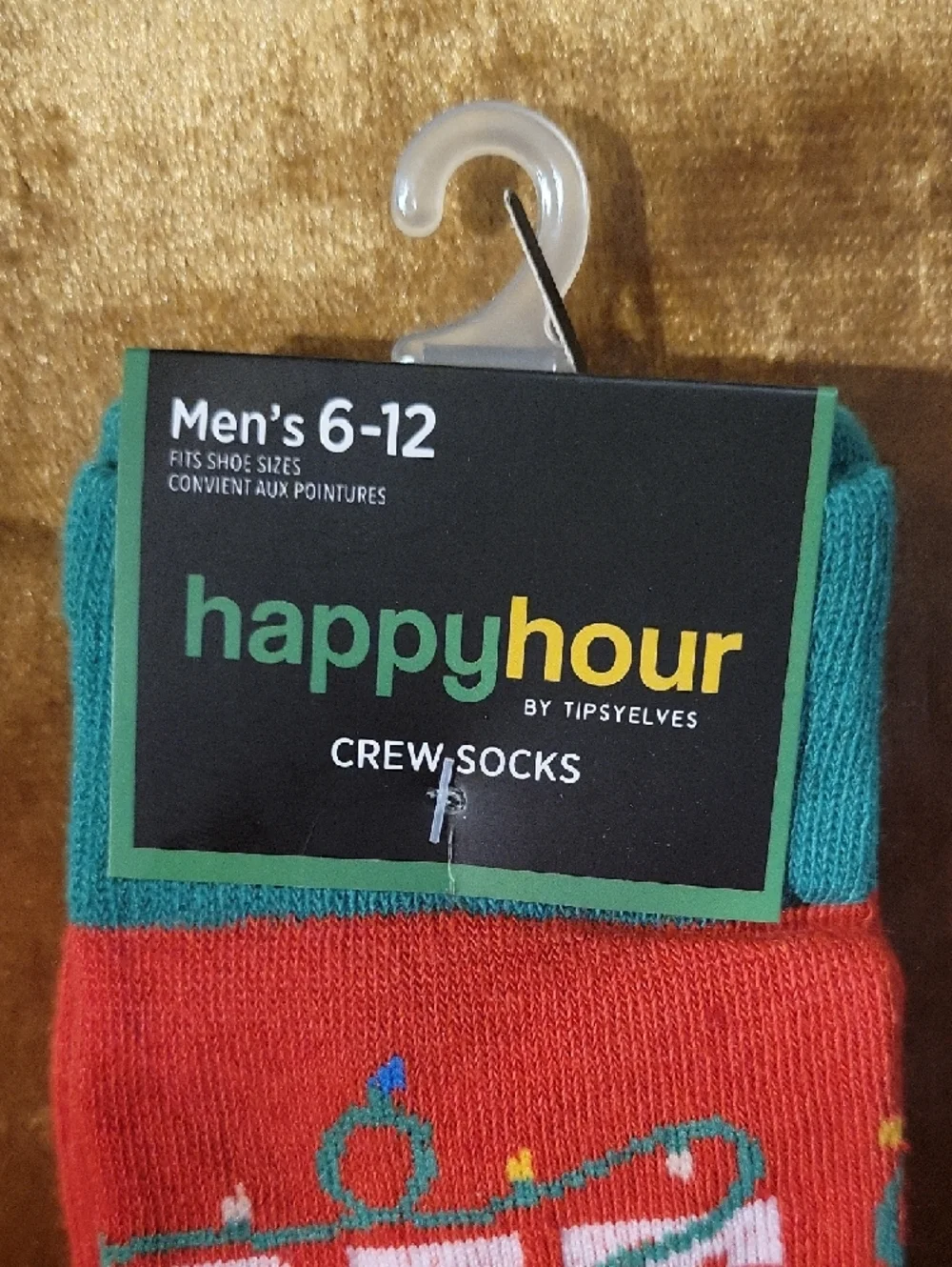 Tipsy Elves Red Crew Socks "GET LIT" - Picture 2 of 4